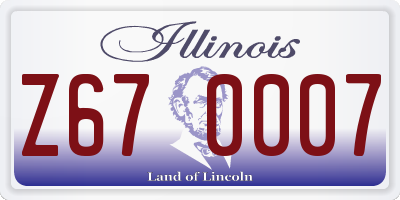 IL license plate Z670007