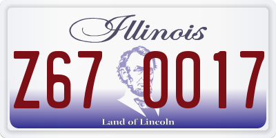 IL license plate Z670017