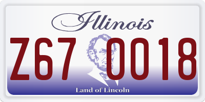 IL license plate Z670018