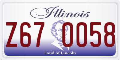 IL license plate Z670058