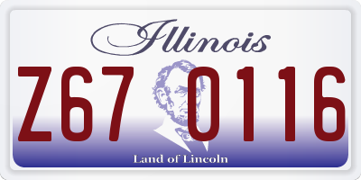 IL license plate Z670116