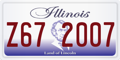 IL license plate Z672007