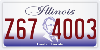 IL license plate Z674003