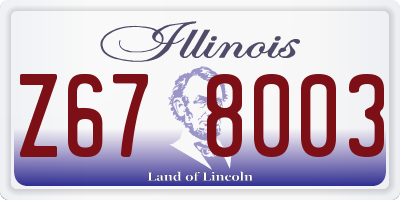 IL license plate Z678003