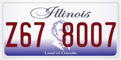 IL license plate Z678007
