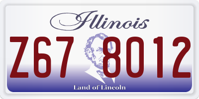 IL license plate Z678012