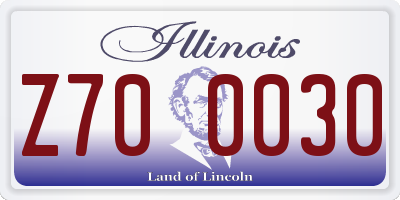 IL license plate Z700030