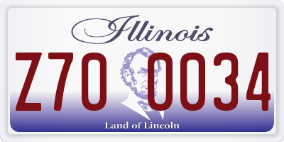 IL license plate Z700034