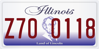 IL license plate Z700118