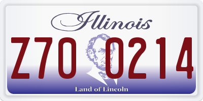 IL license plate Z700214