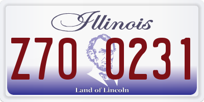 IL license plate Z700231