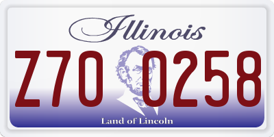 IL license plate Z700258