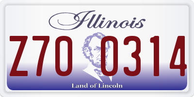IL license plate Z700314
