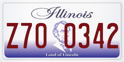 IL license plate Z700342