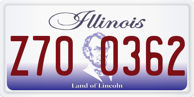 IL license plate Z700362