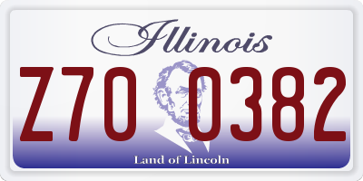 IL license plate Z700382