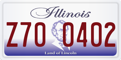 IL license plate Z700402