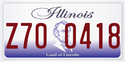 IL license plate Z700418