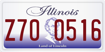 IL license plate Z700516
