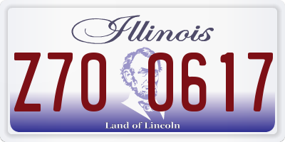 IL license plate Z700617