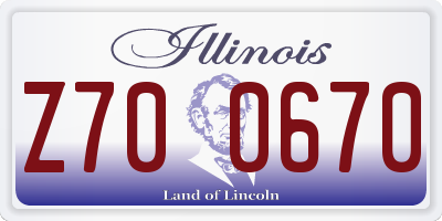 IL license plate Z700670