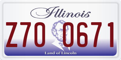 IL license plate Z700671