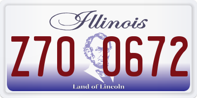 IL license plate Z700672