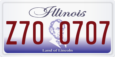 IL license plate Z700707