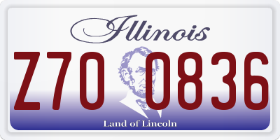 IL license plate Z700836