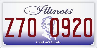IL license plate Z700920