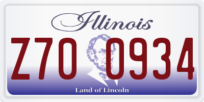 IL license plate Z700934