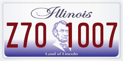 IL license plate Z701007