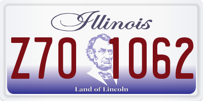 IL license plate Z701062