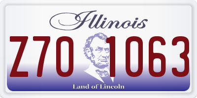 IL license plate Z701063