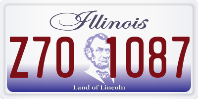IL license plate Z701087