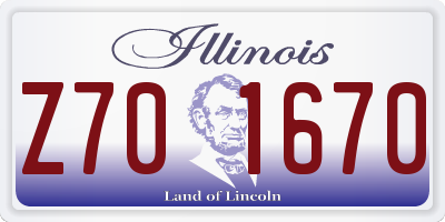 IL license plate Z701670
