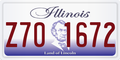IL license plate Z701672