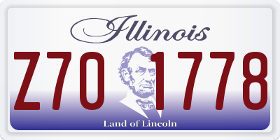 IL license plate Z701778