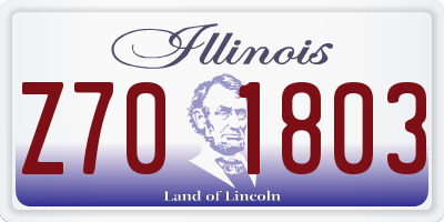 IL license plate Z701803