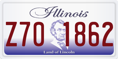 IL license plate Z701862