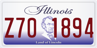 IL license plate Z701894