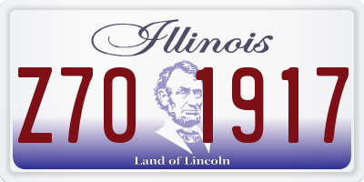 IL license plate Z701917