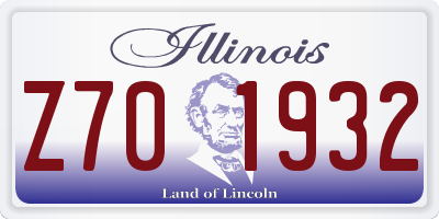 IL license plate Z701932