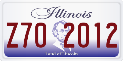 IL license plate Z702012