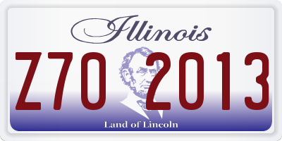 IL license plate Z702013