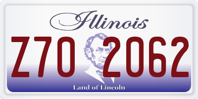 IL license plate Z702062