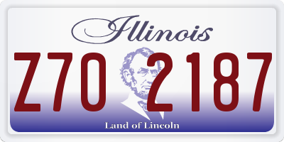 IL license plate Z702187