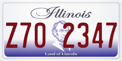 IL license plate Z702347
