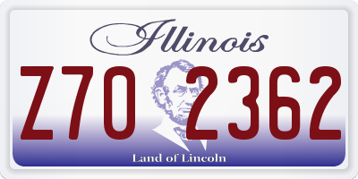 IL license plate Z702362