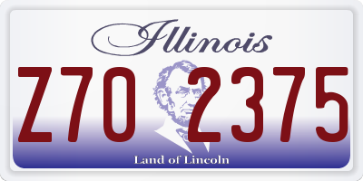 IL license plate Z702375